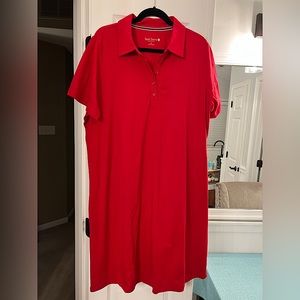 NEVER WORN red Sport Savvy short sleeve shirt dress with 5 buttons.